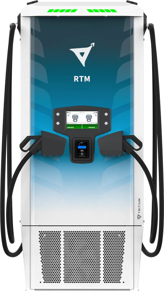 Tritium RTM75 all-in-one DC fast charger with twin cables