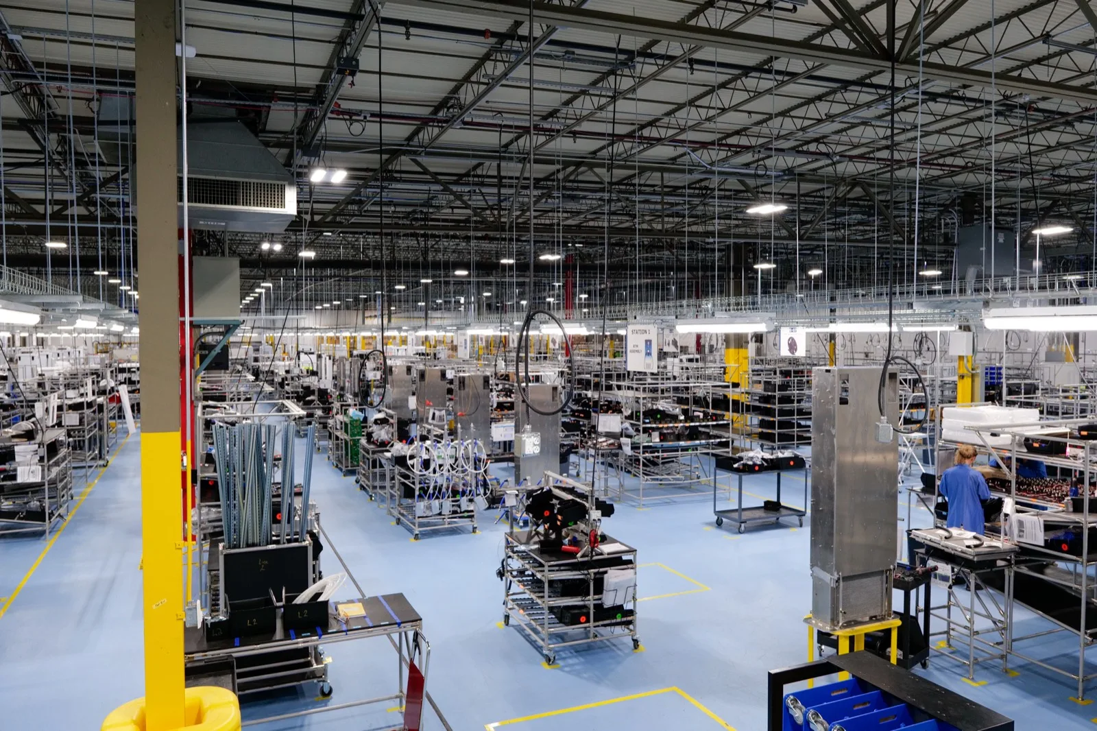 RTM assembly line inside the Tritium factory in Lebanon, Tennessee